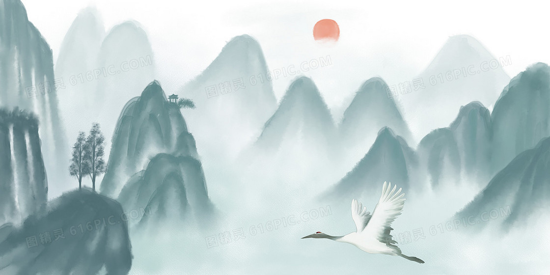 唯美水墨壮阔山河图