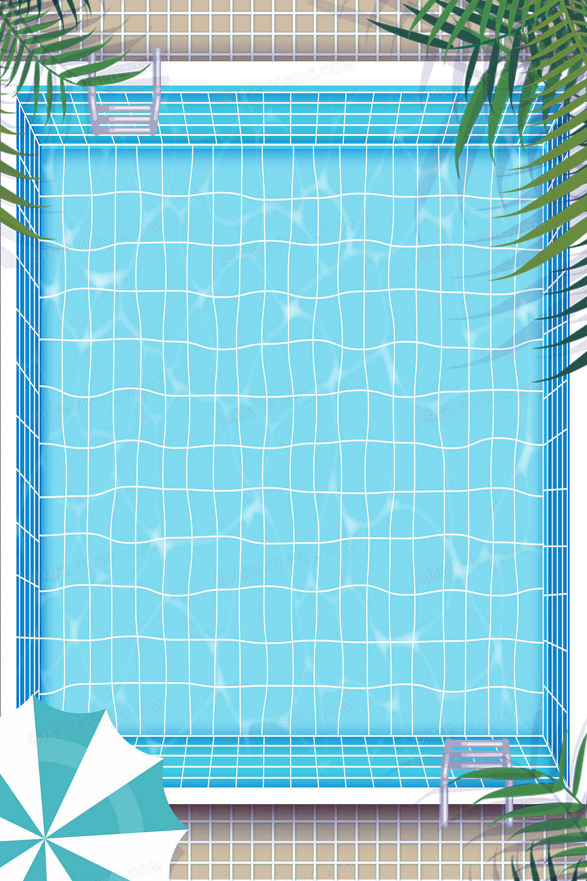 凉爽的夏日游泳泳池卡通背景