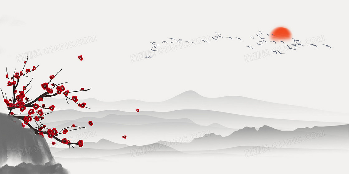 水墨山水画中国风复古背景