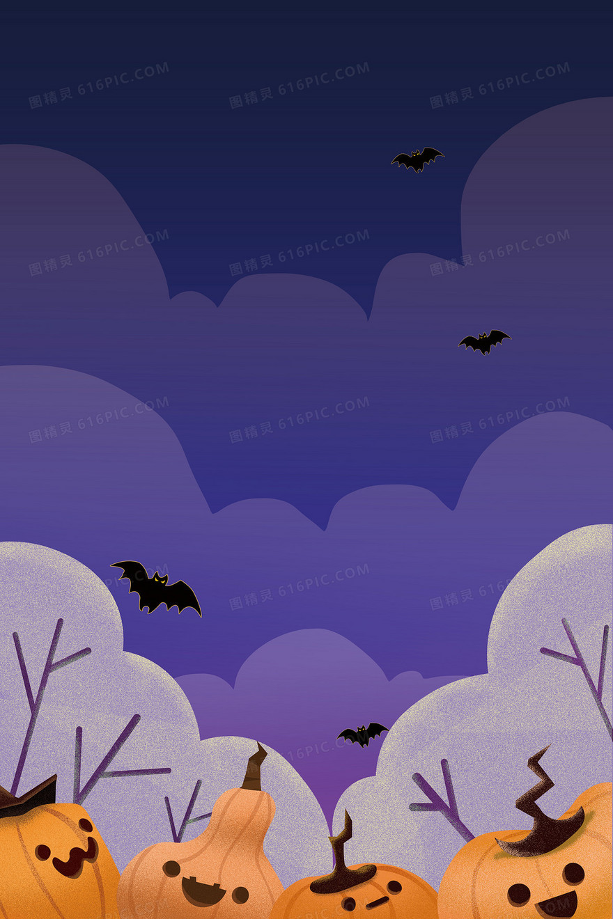 手绘万圣节恐怖深夜背景