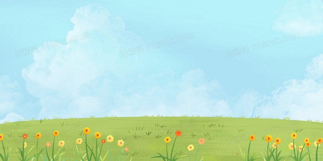 唯美花开遍野草地背景图