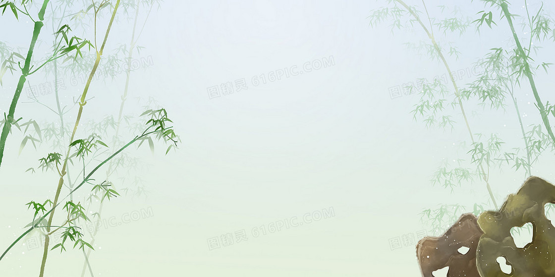 中国风手绘竹子背景图