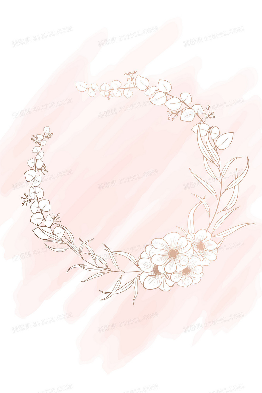 浪漫水彩粉色圆形花卉温馨浪漫甜美背景图