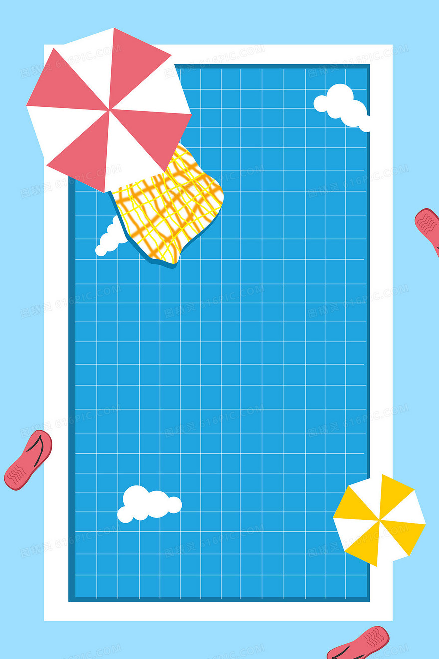 蓝色扁平夏季泳池背景 