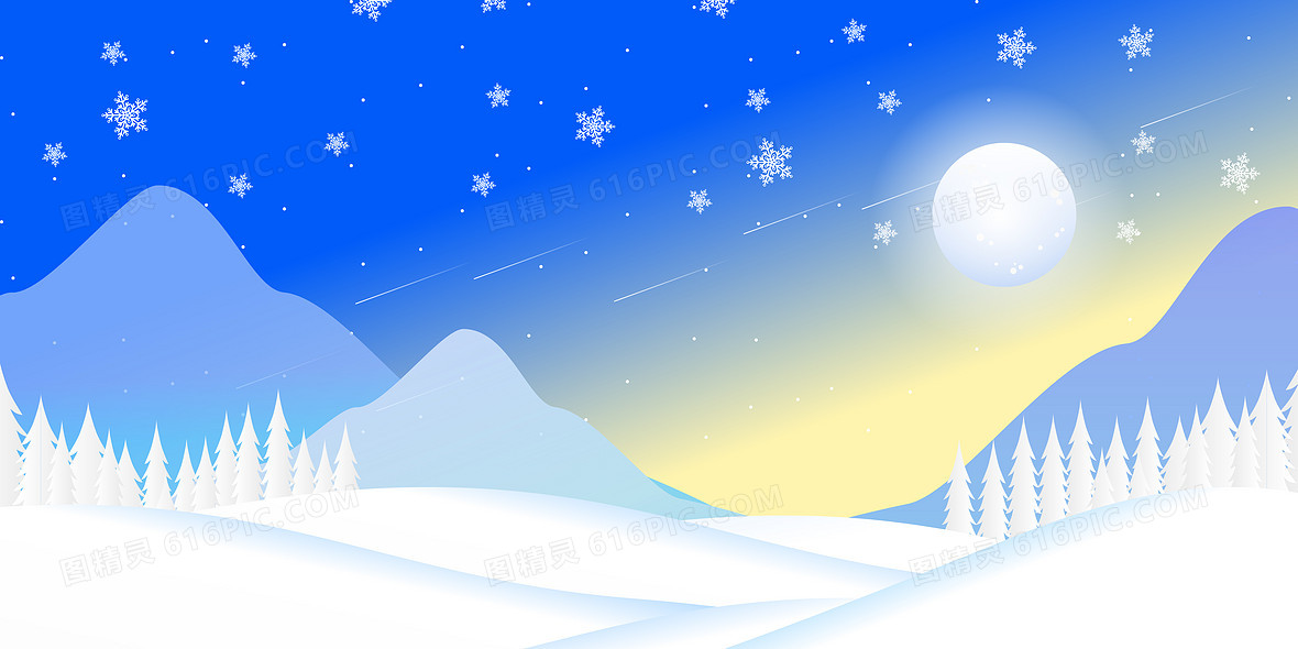 冬季季节夜空雪地雪人森林背景图