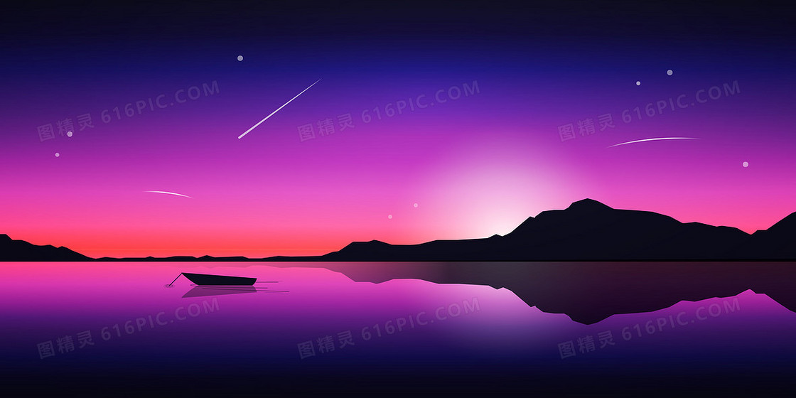 暗夜深空湖面山水风景背景图