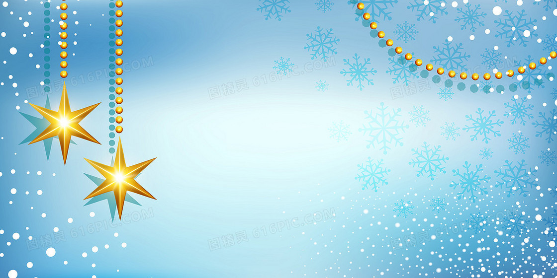 蓝色冬天雪花大雪圣诞节背景图