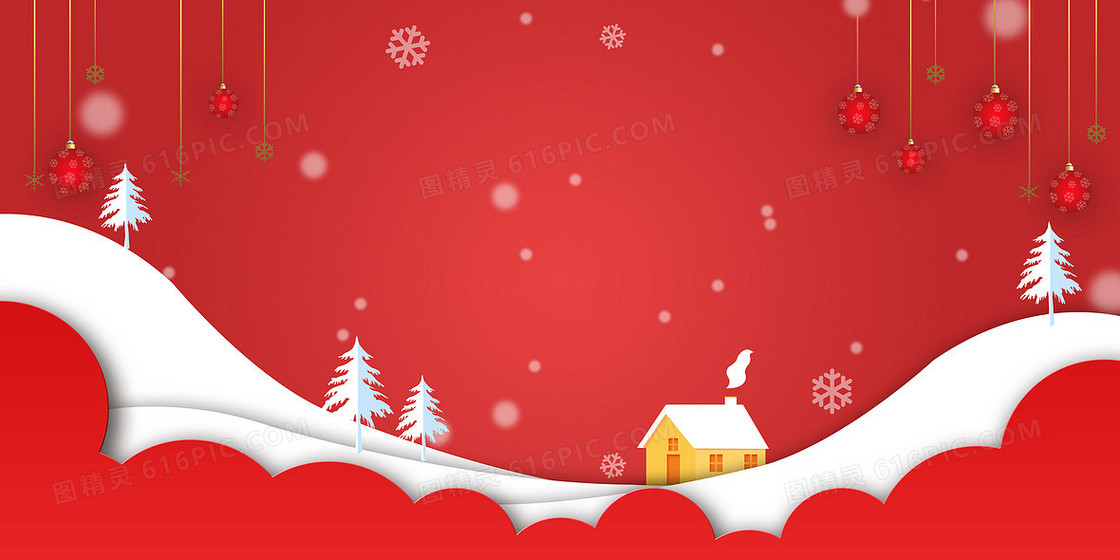 红色立体剪纸风圣诞节圣诞节促销活动背景