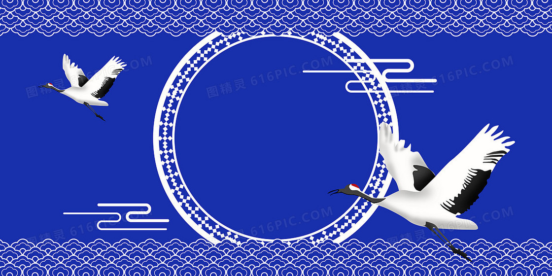 蓝色国潮风背景