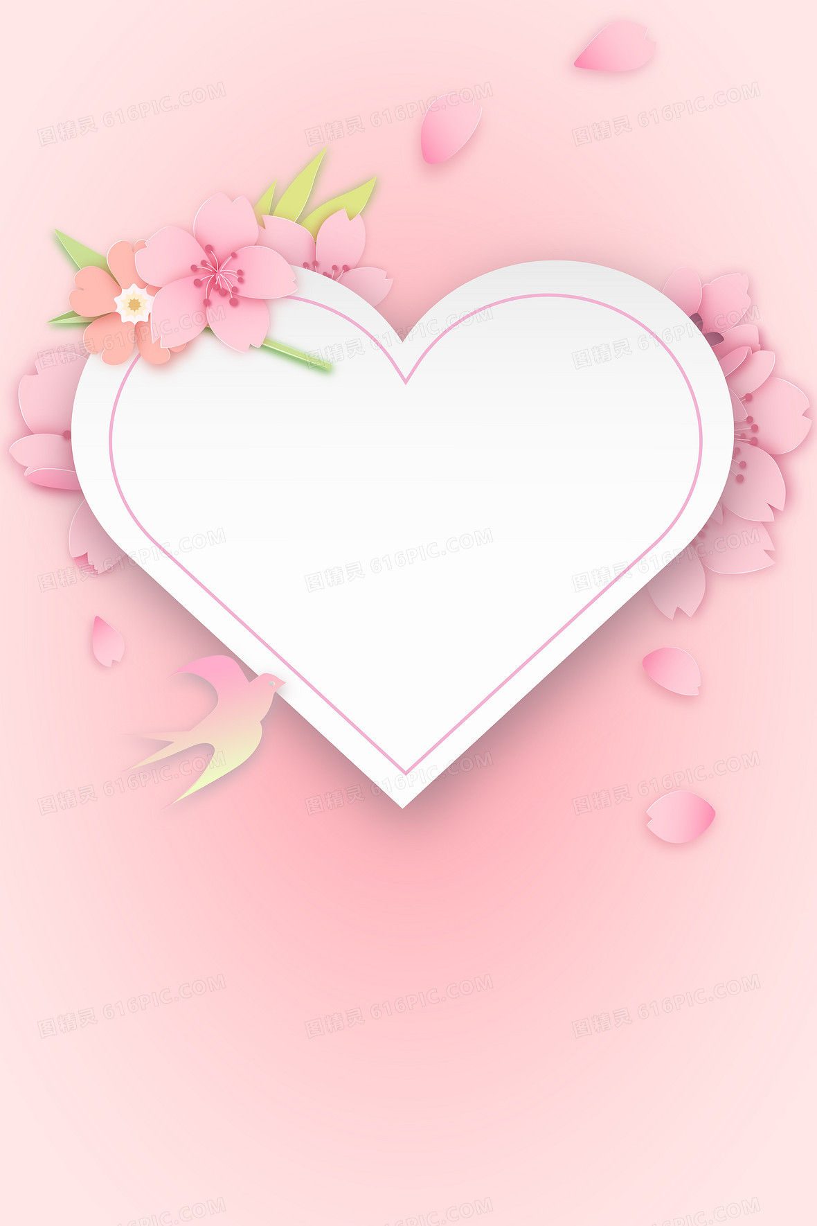 粉色爱心浪漫温馨花瓣背景图