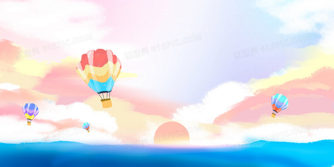 大海热气球梦幻天空云海背景