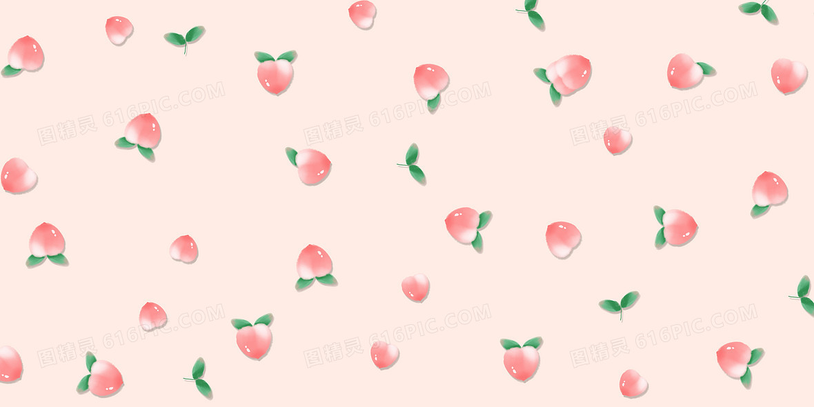 精致的手绘水蜜桃可爱小清新手机屏保背景