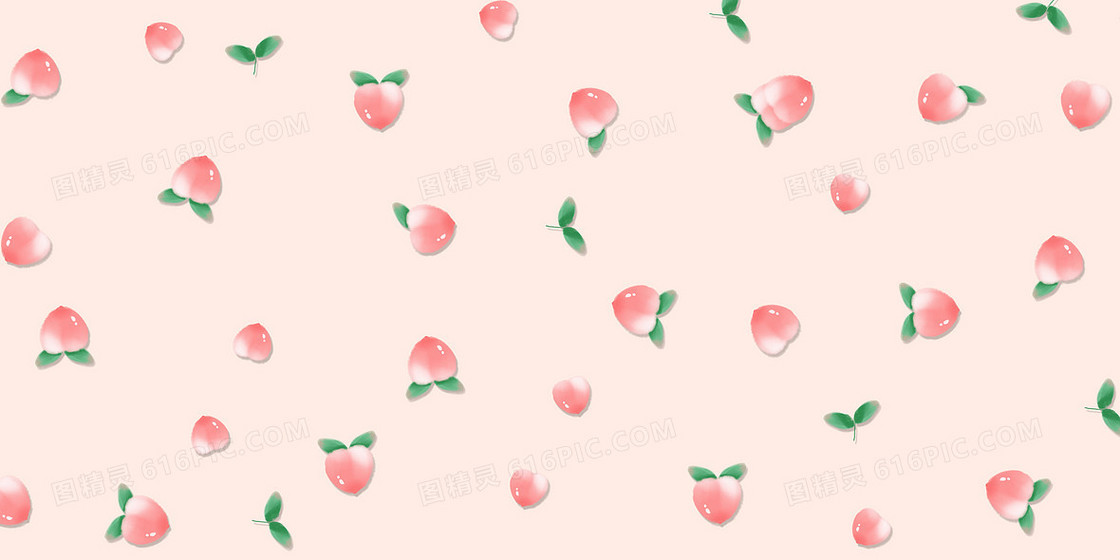 精致的手绘水蜜桃可爱小清新手机屏保背景