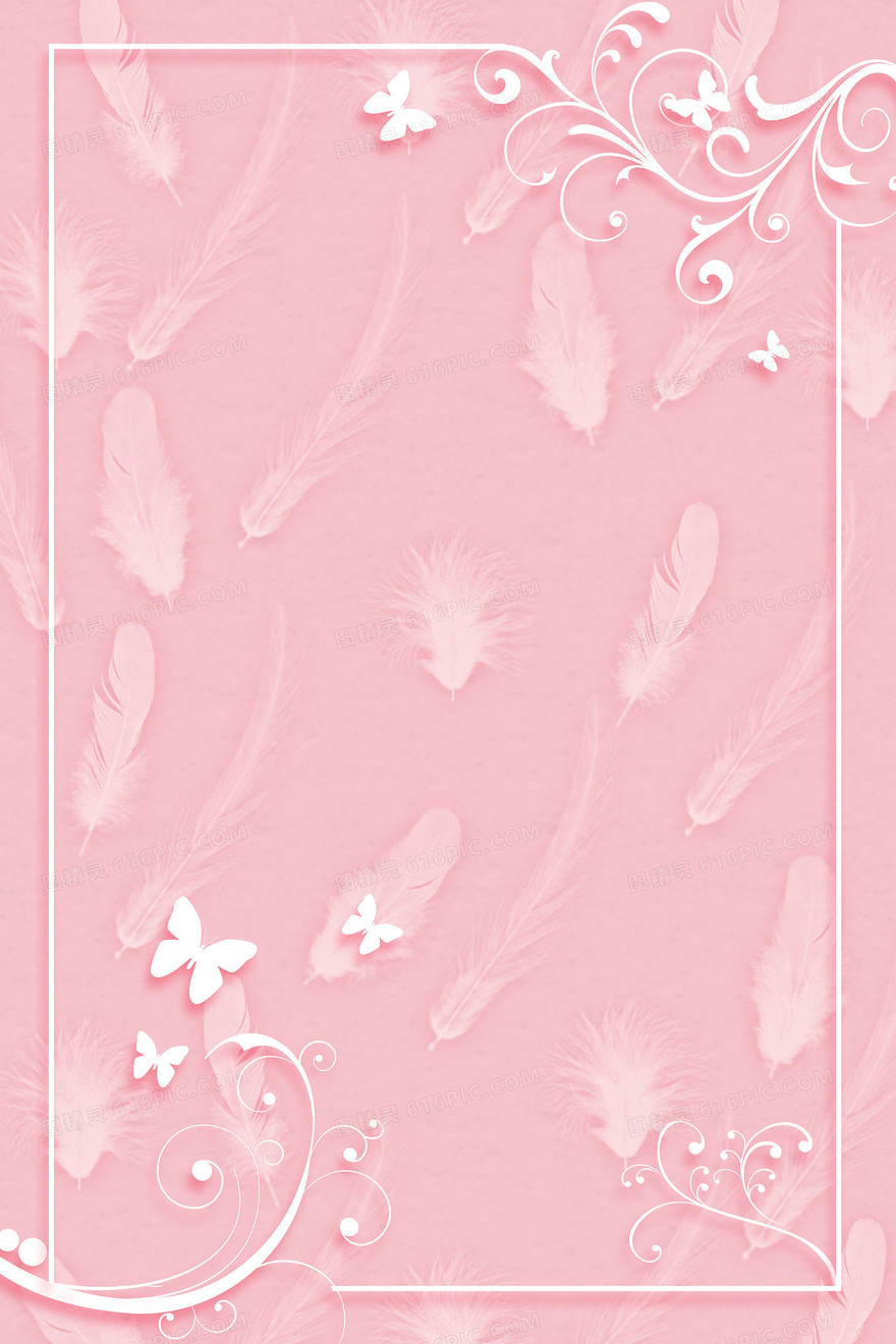 粉色羽毛平铺印花欧式花纹背景