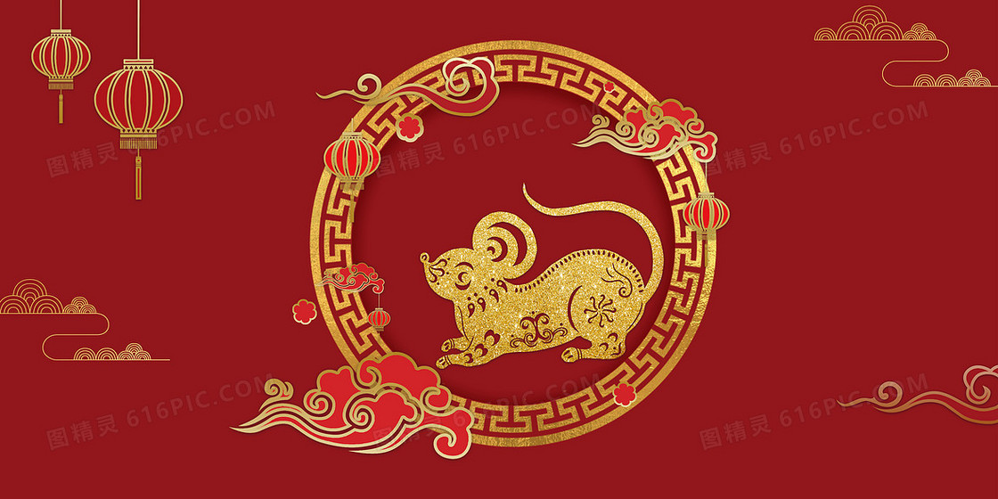 红色鼠年喜庆背景
