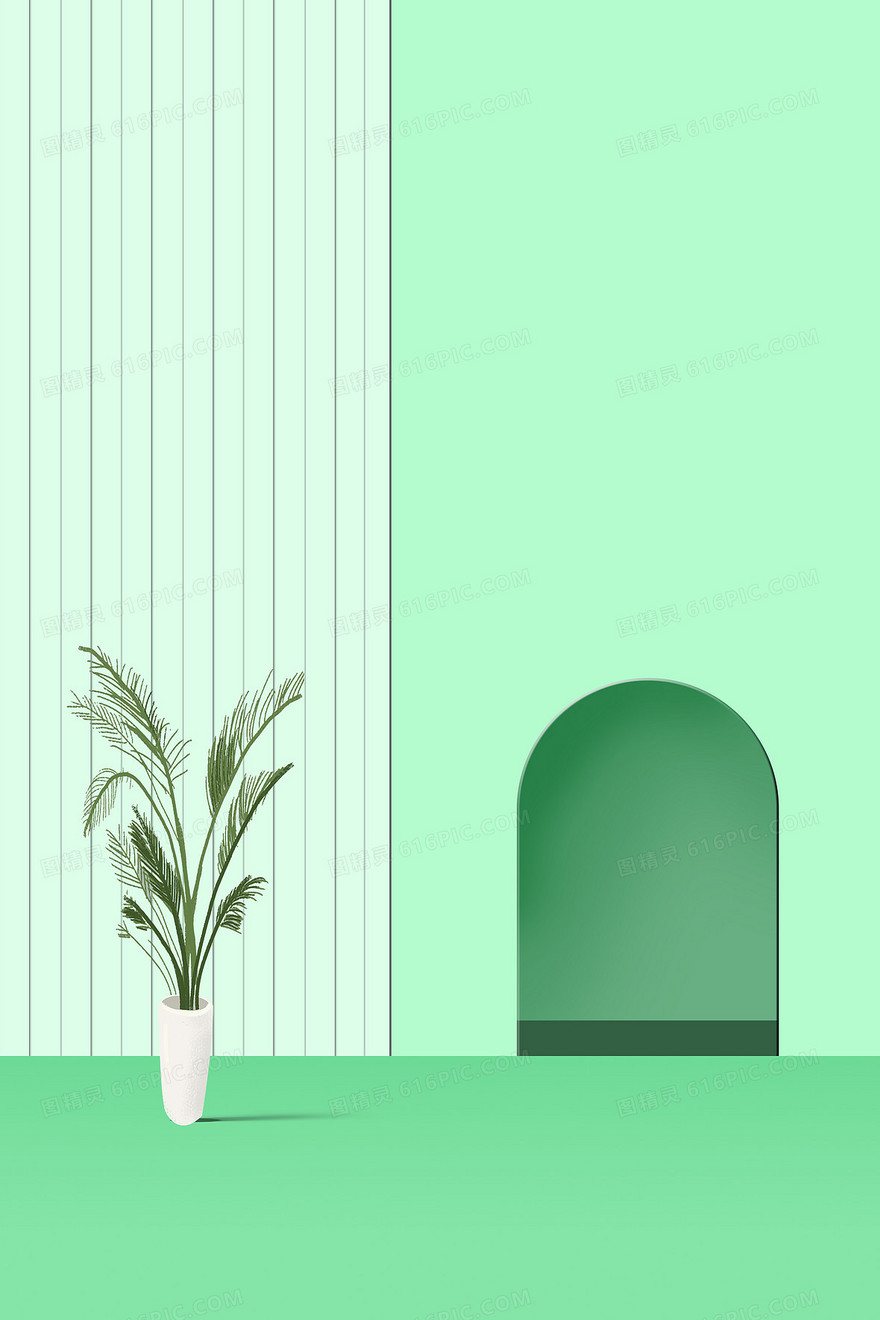 文艺小清新c4d绿色背景