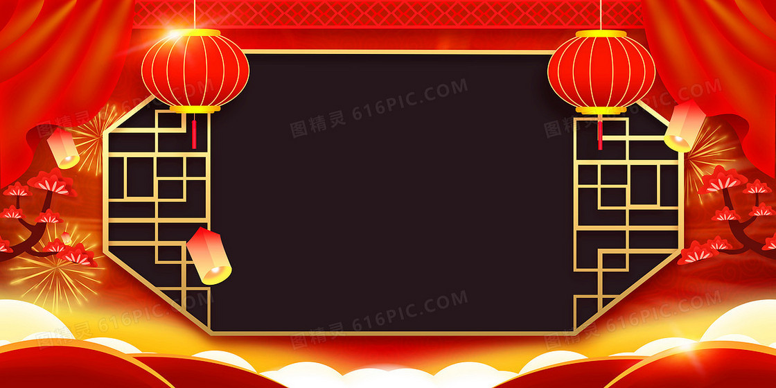 新年喜庆中国风光效拜年视频模板背景