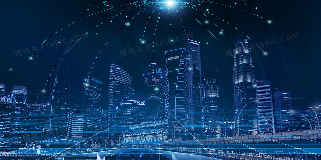 城市科技智能城市蓝色背景