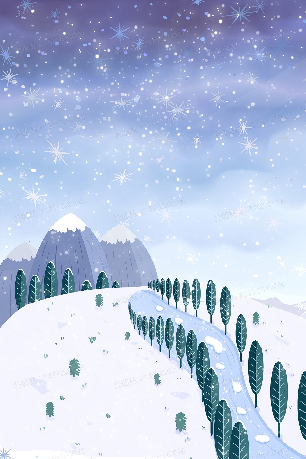 冬天冬季下雪卡通背景