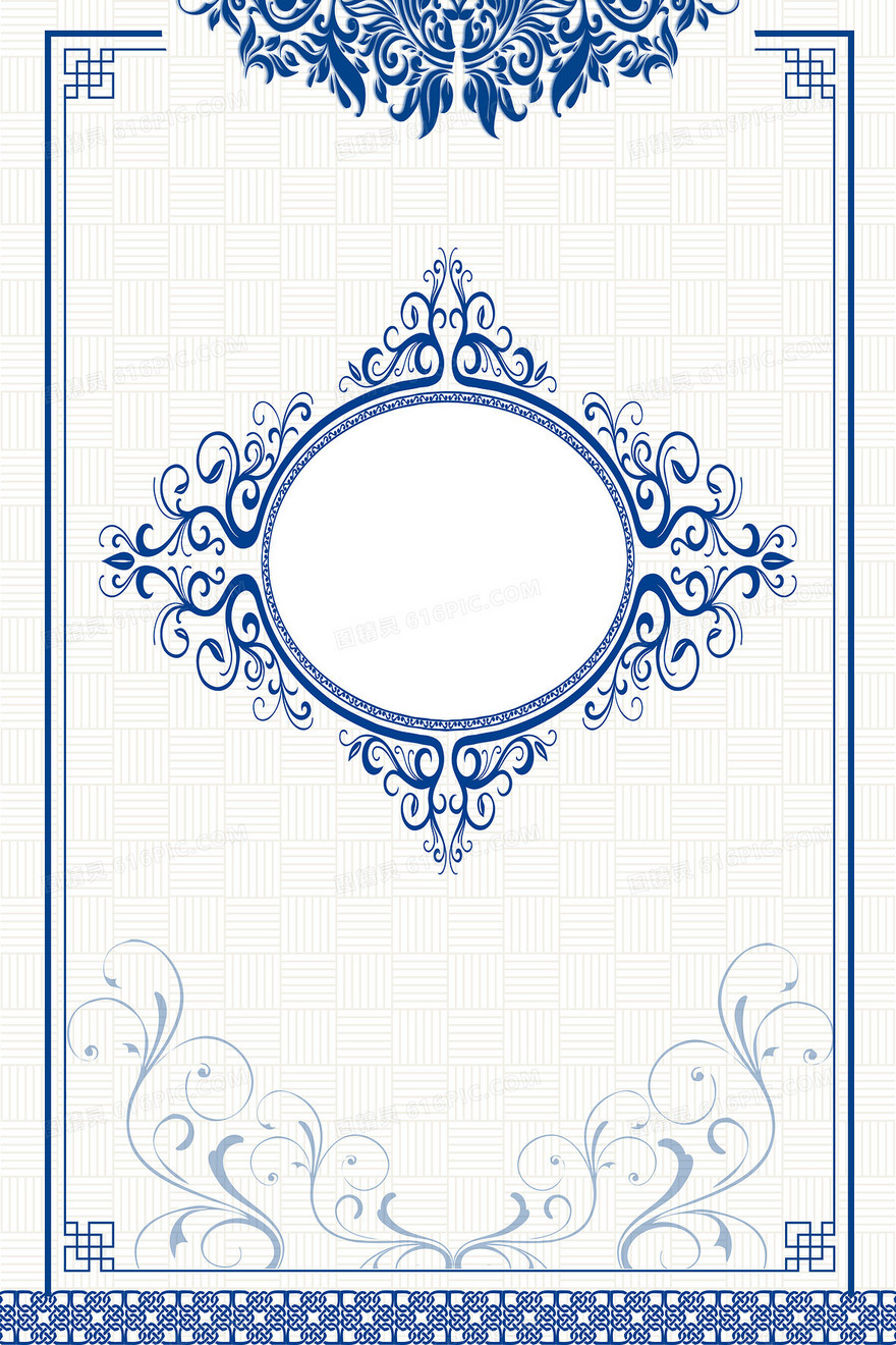 青花瓷传统花纹蓝白淡雅背景