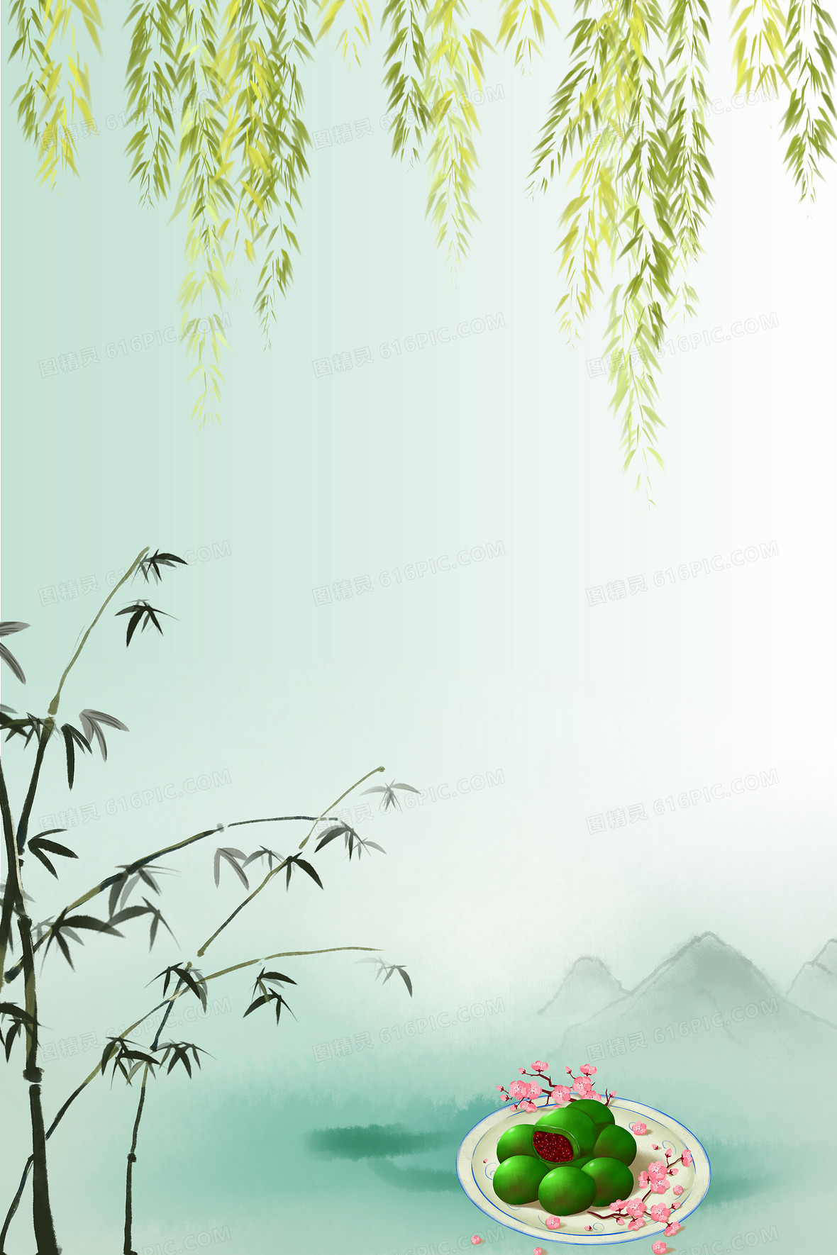 中国风中国传统节日寒食节背景