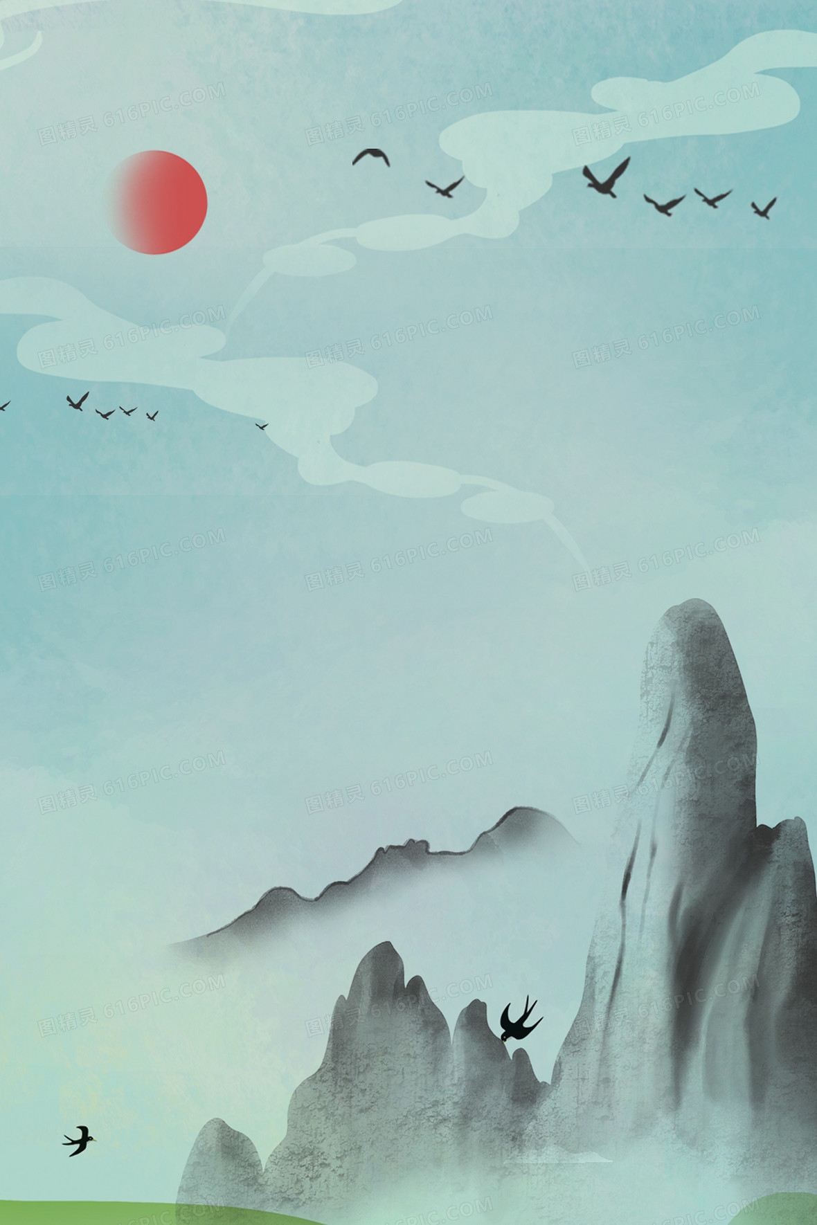 唯美中国风水墨风景