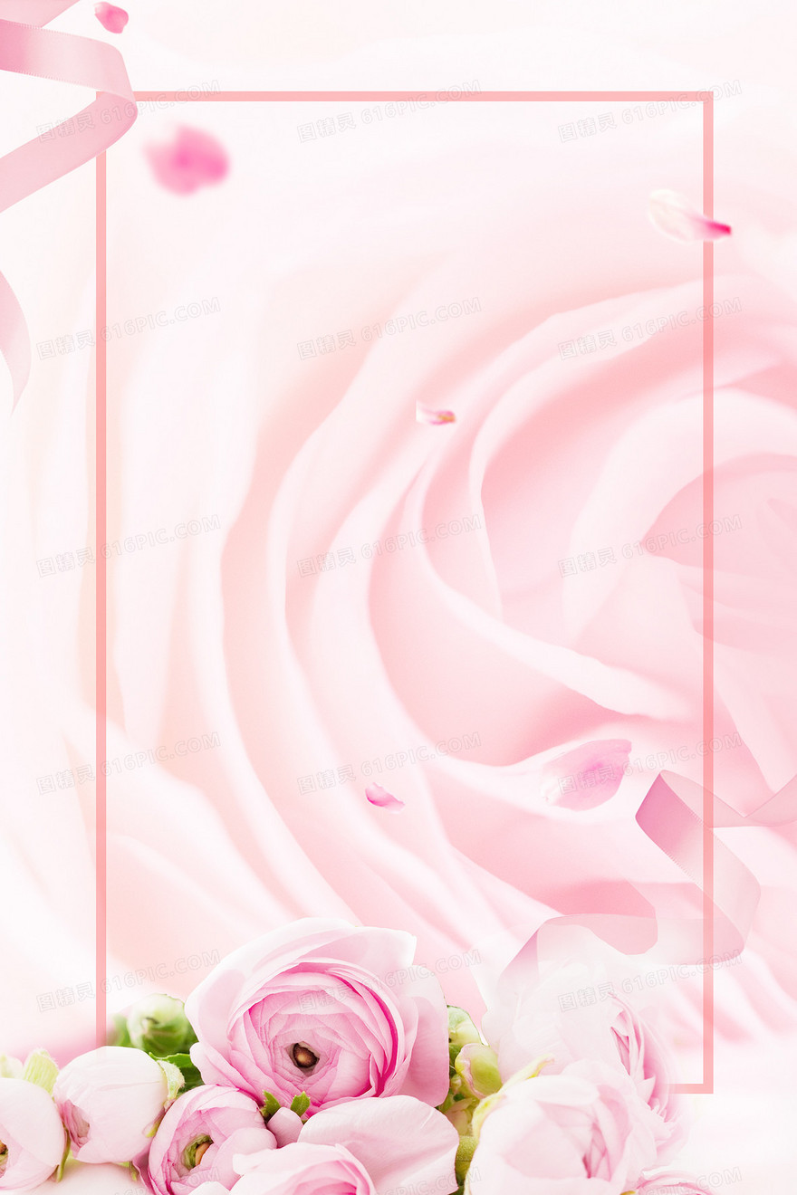 母亲节清新花朵粉色玫瑰背景