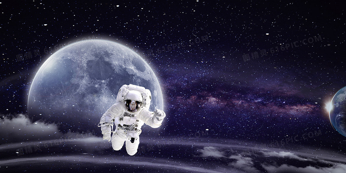 航空航天太空登月宇航员摄影图背景