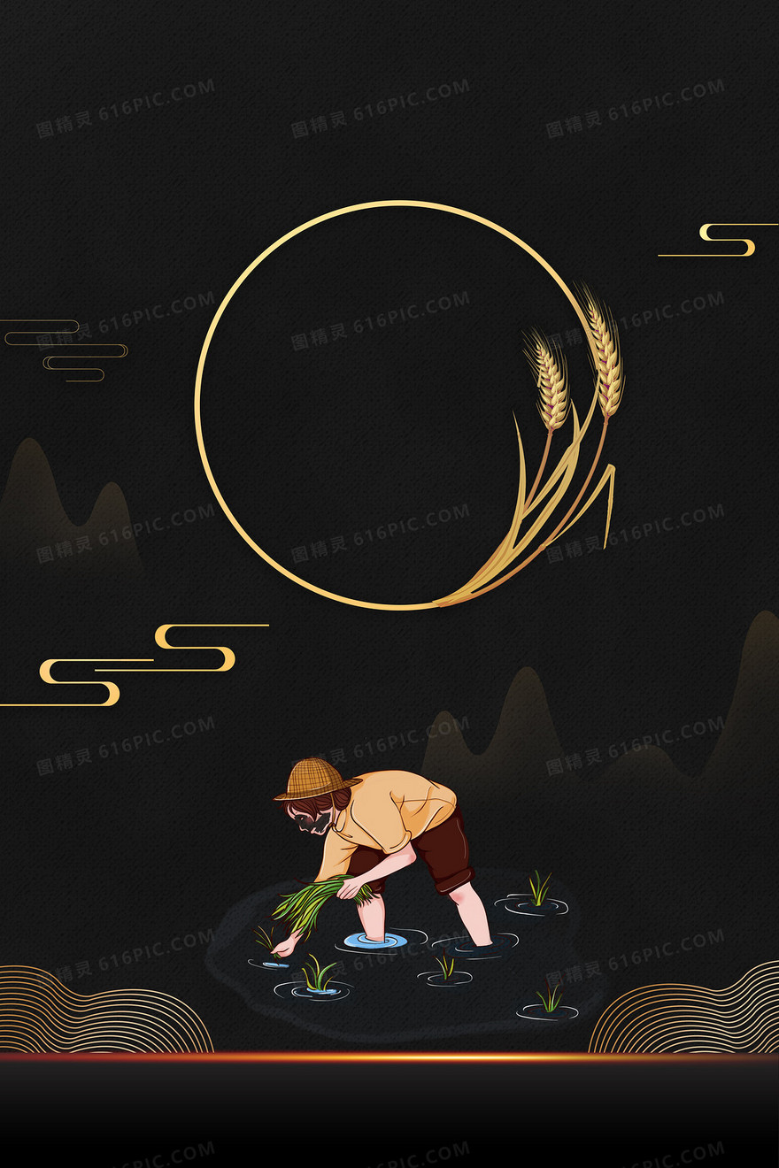 黑金大气中国风鎏金二十四节气小满背景