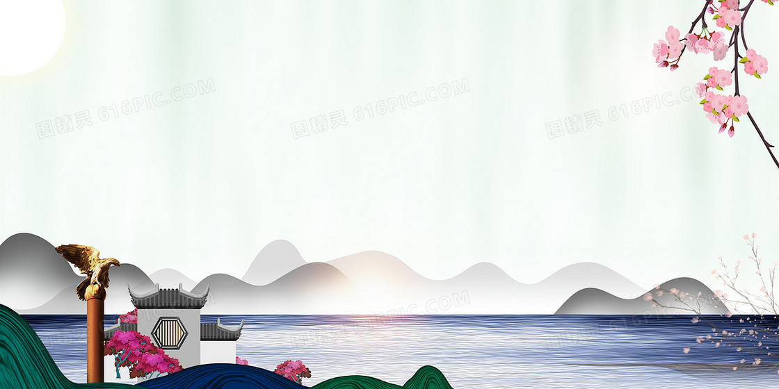 简约现代别致鸟语花香房地产宣传背景