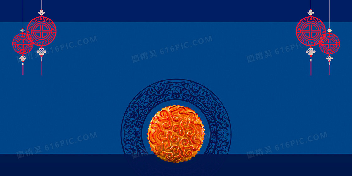 蓝色中秋节月饼宣传背景
