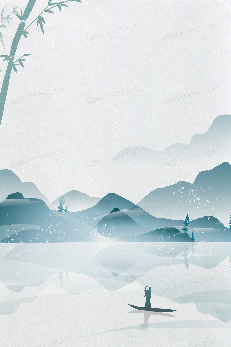 简约中国风冬天下雪背景