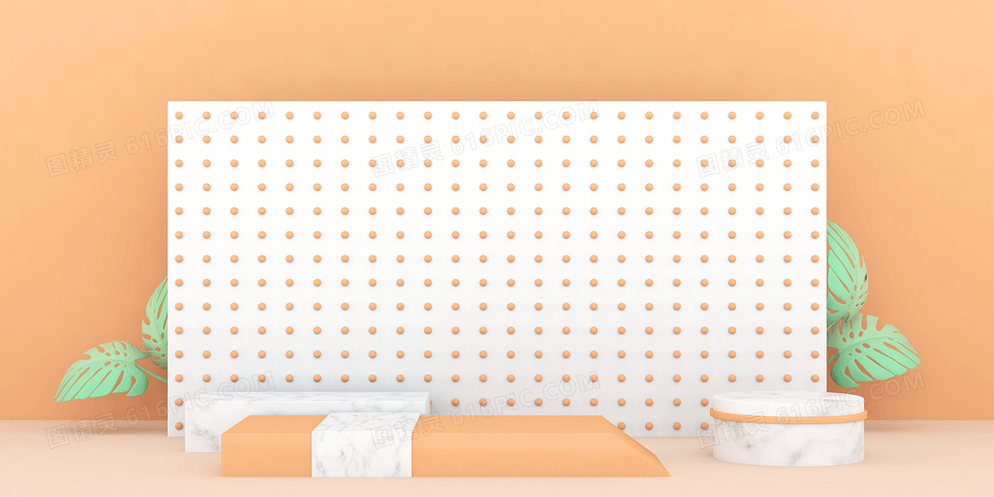 橙色创意C4D立体简约促销背景