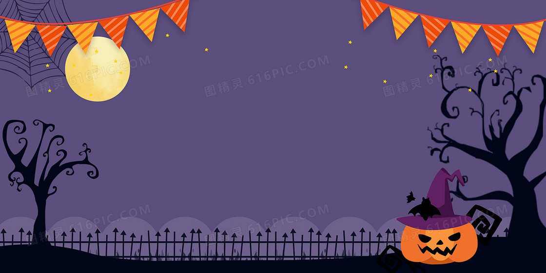 万圣节南瓜怪西方节日简约边框背景