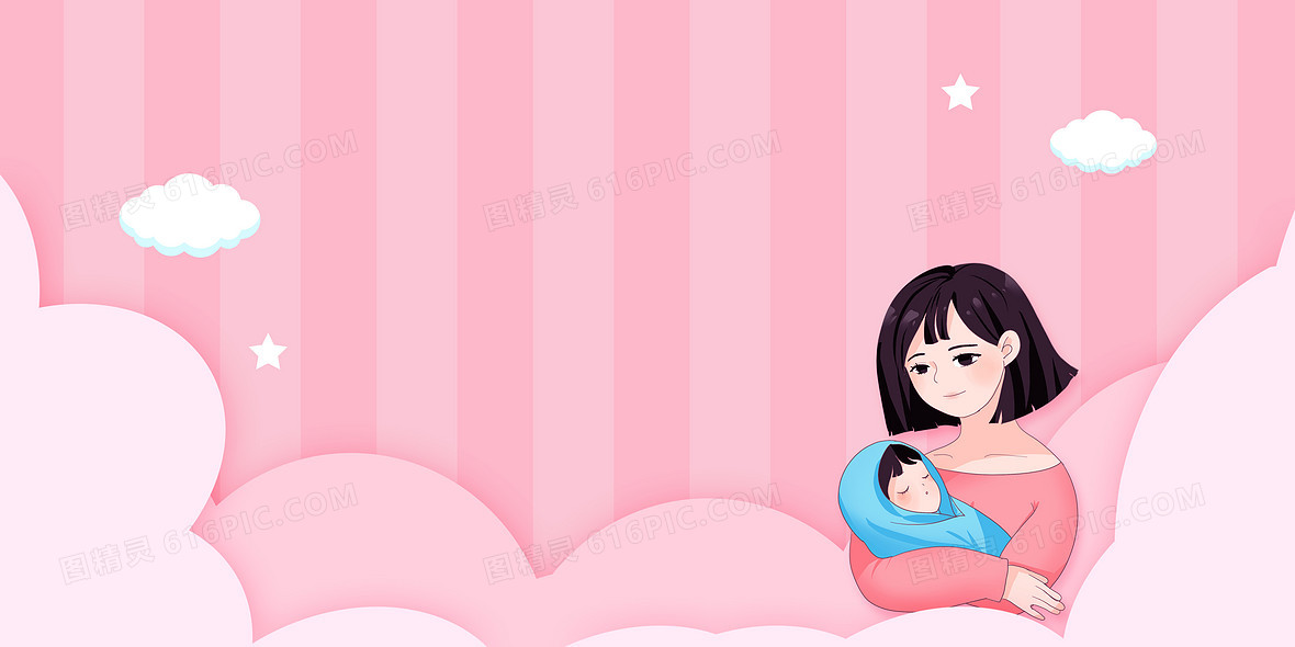 简约手绘卡通母乳喂养宣传背景