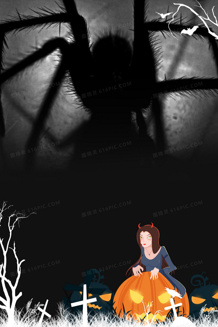 万圣节恐怖蜘蛛摄影图合成背景