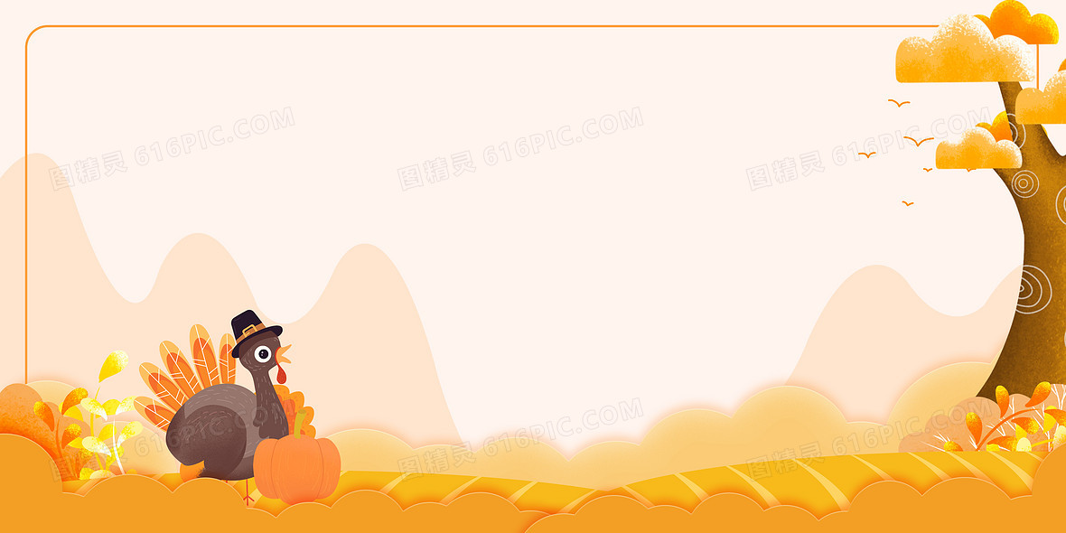 感恩节促销火鸡南瓜卡通背景