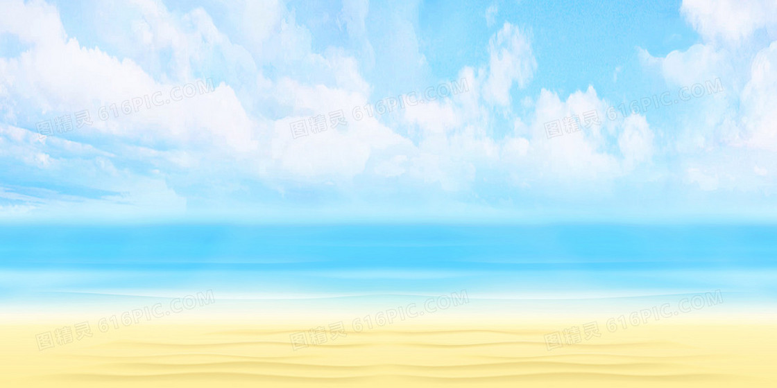 唯美简约蓝天白云沙滩风景背景