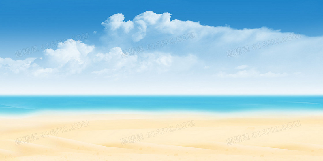 唯美大气海洋沙滩天空风景背景