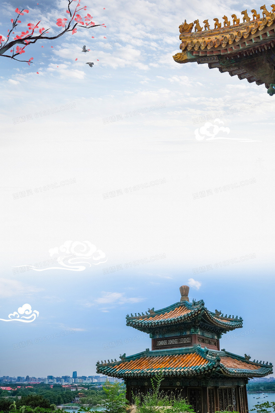 北京城市地标古建筑摄影图合成背景