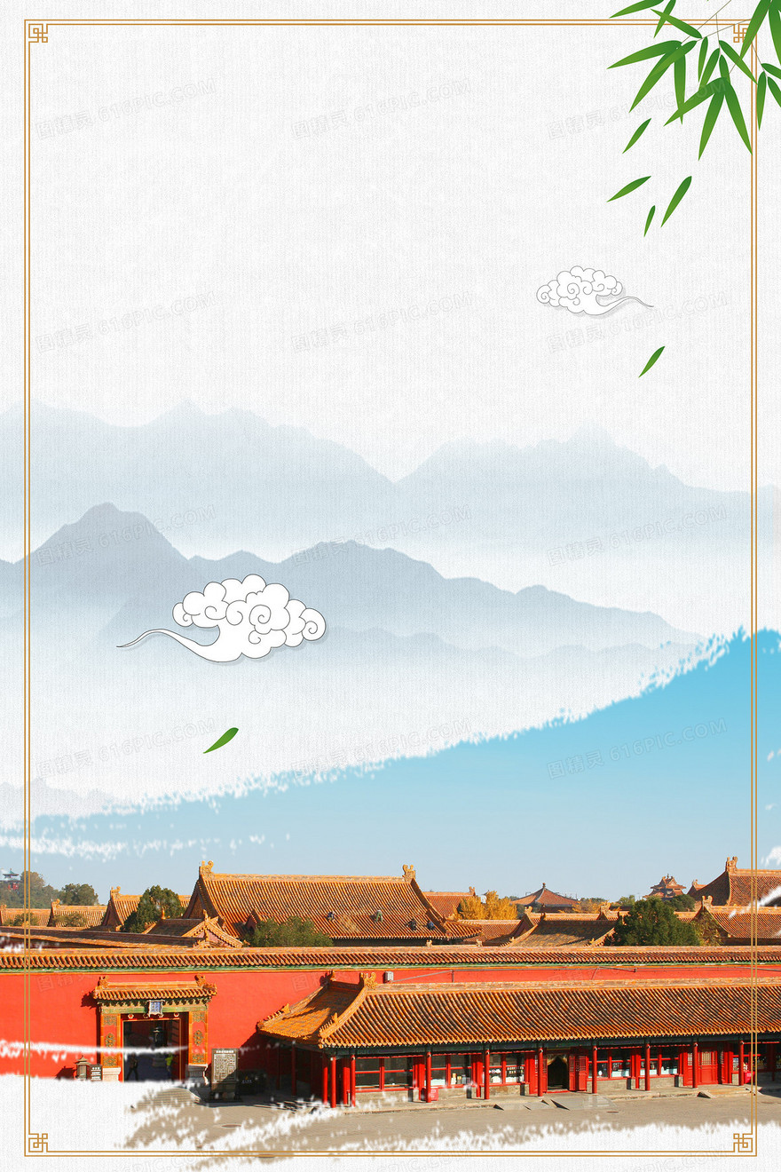 北京故宫地标建筑中国风背景
