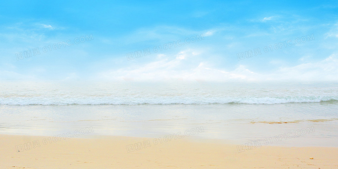 唯美大气天空蓝天沙滩风景背景
