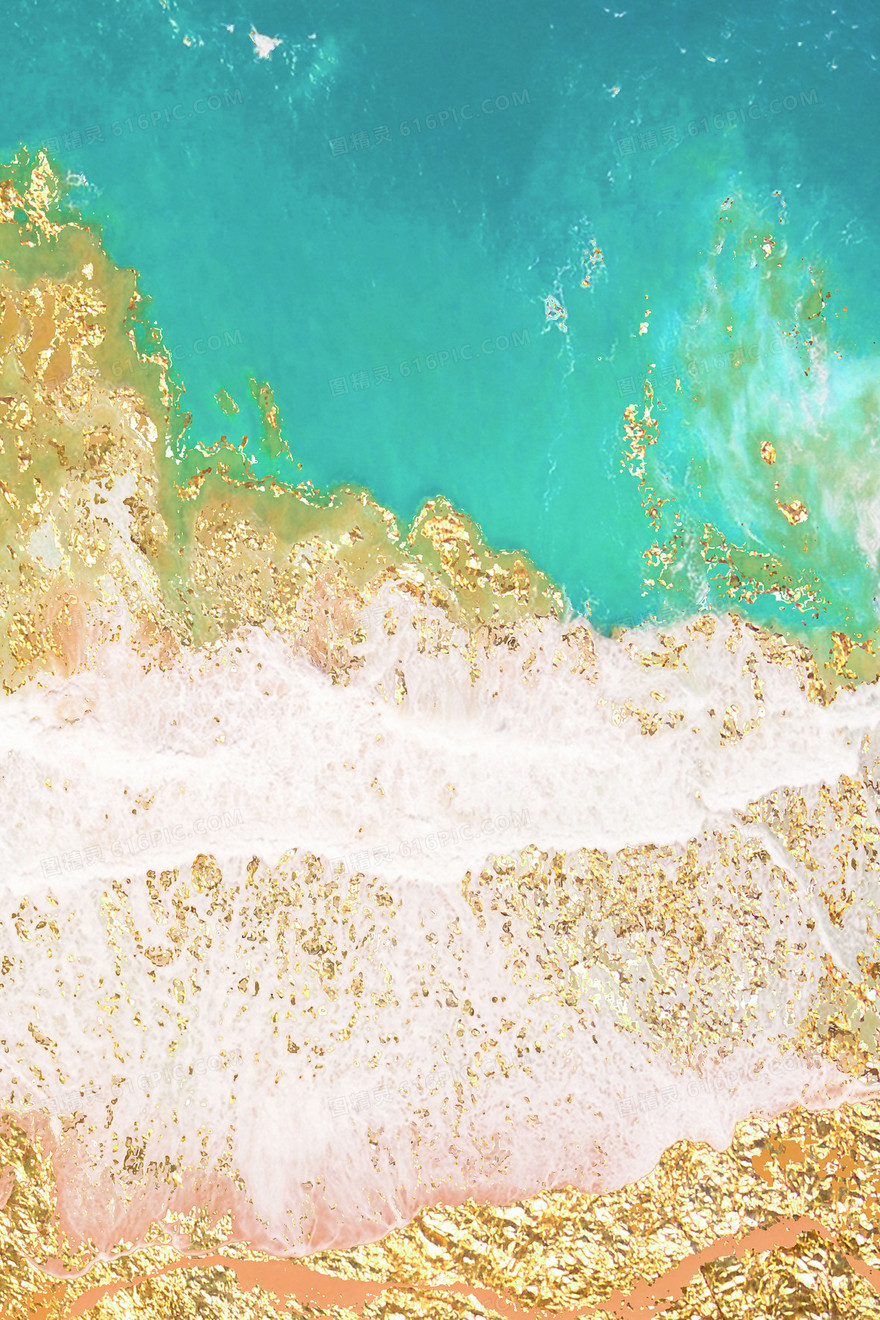 简约海浪鎏金金沙背景