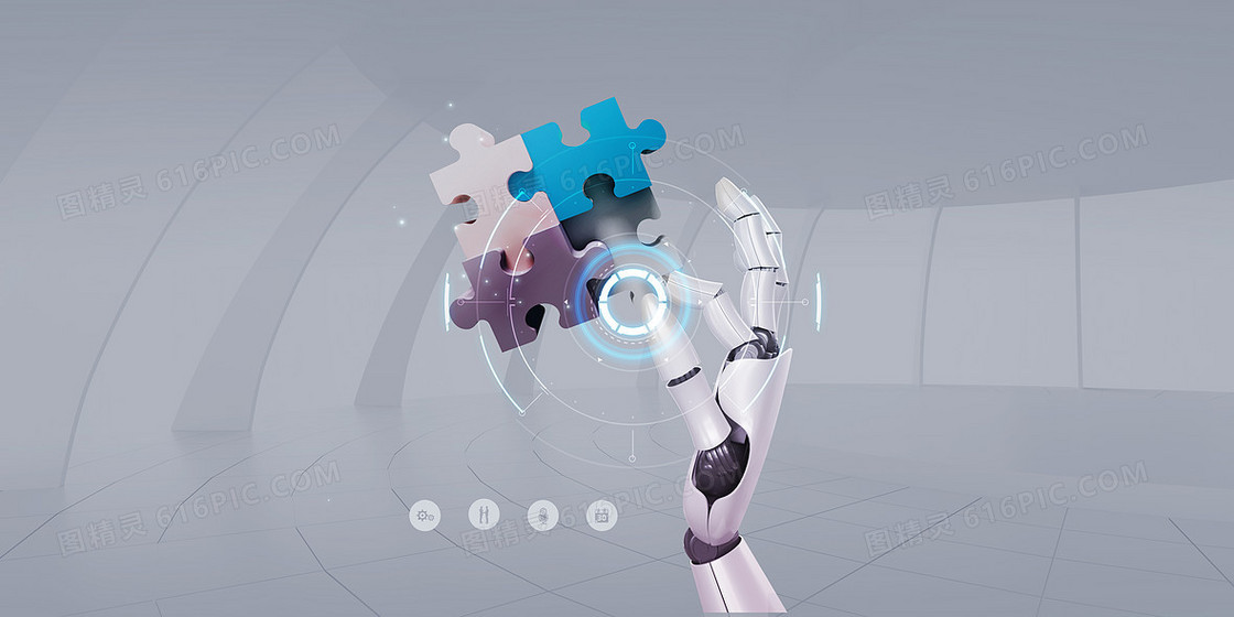 人工智能海报科技机器人手背景