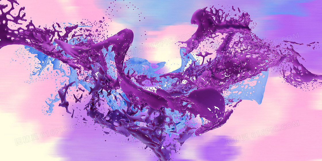 紫色炫彩泼油漆背景