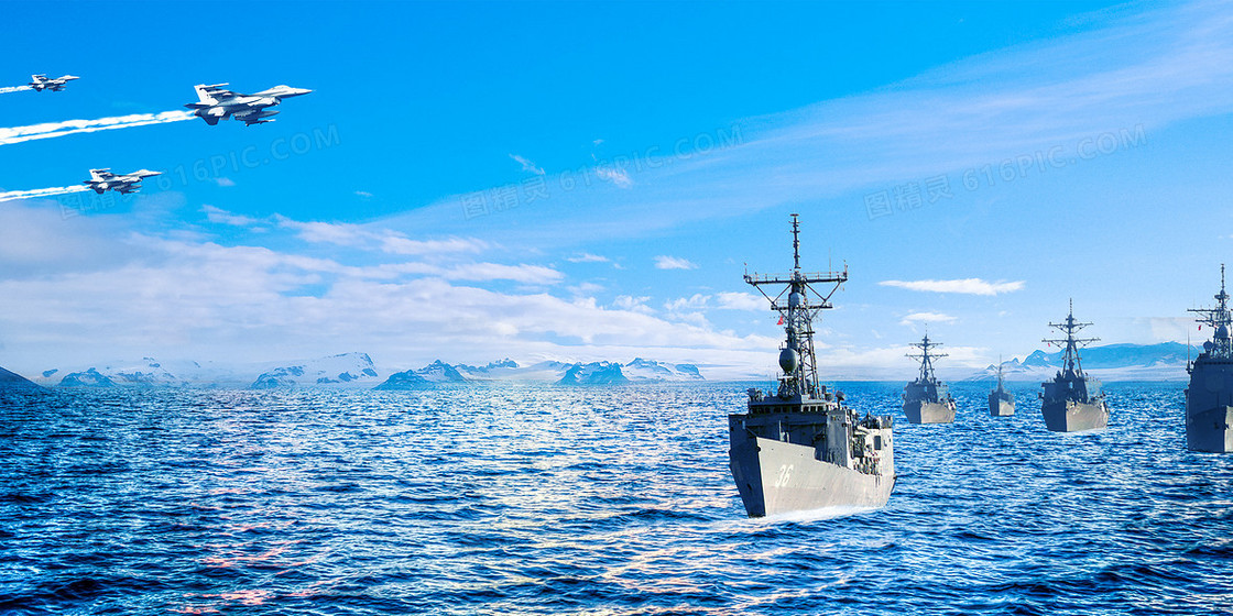 海军军演阅兵战舰教育摄影图合成背景