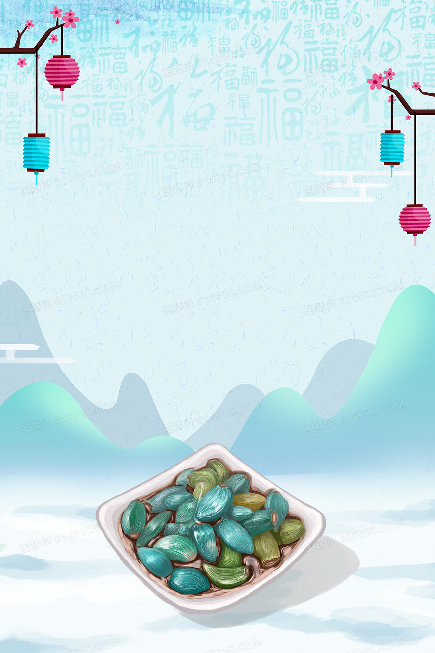 腊八节传统美食腊八蒜中国风底纹背景