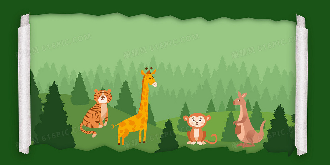 世界野生动植物日卡通手绘背景