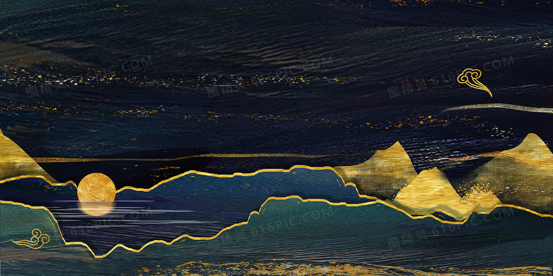 鎏金山水传统雅致中国风质感纹理背景