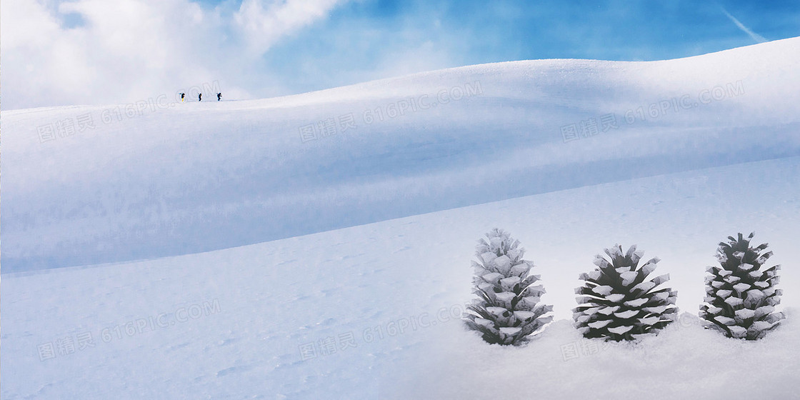 清新摄影合成冰天雪地雪山背景